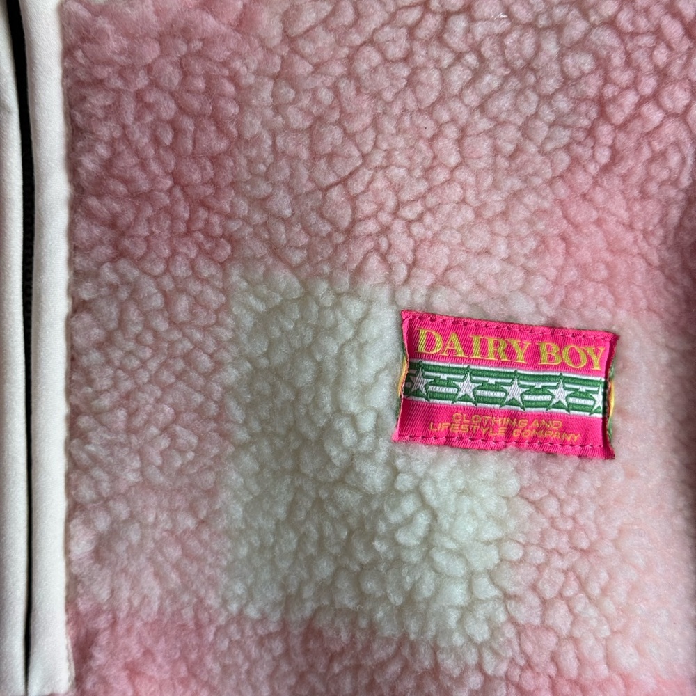 Cozy Pink and Cream Plaid Teddy Jacket - Picture 4 of 6